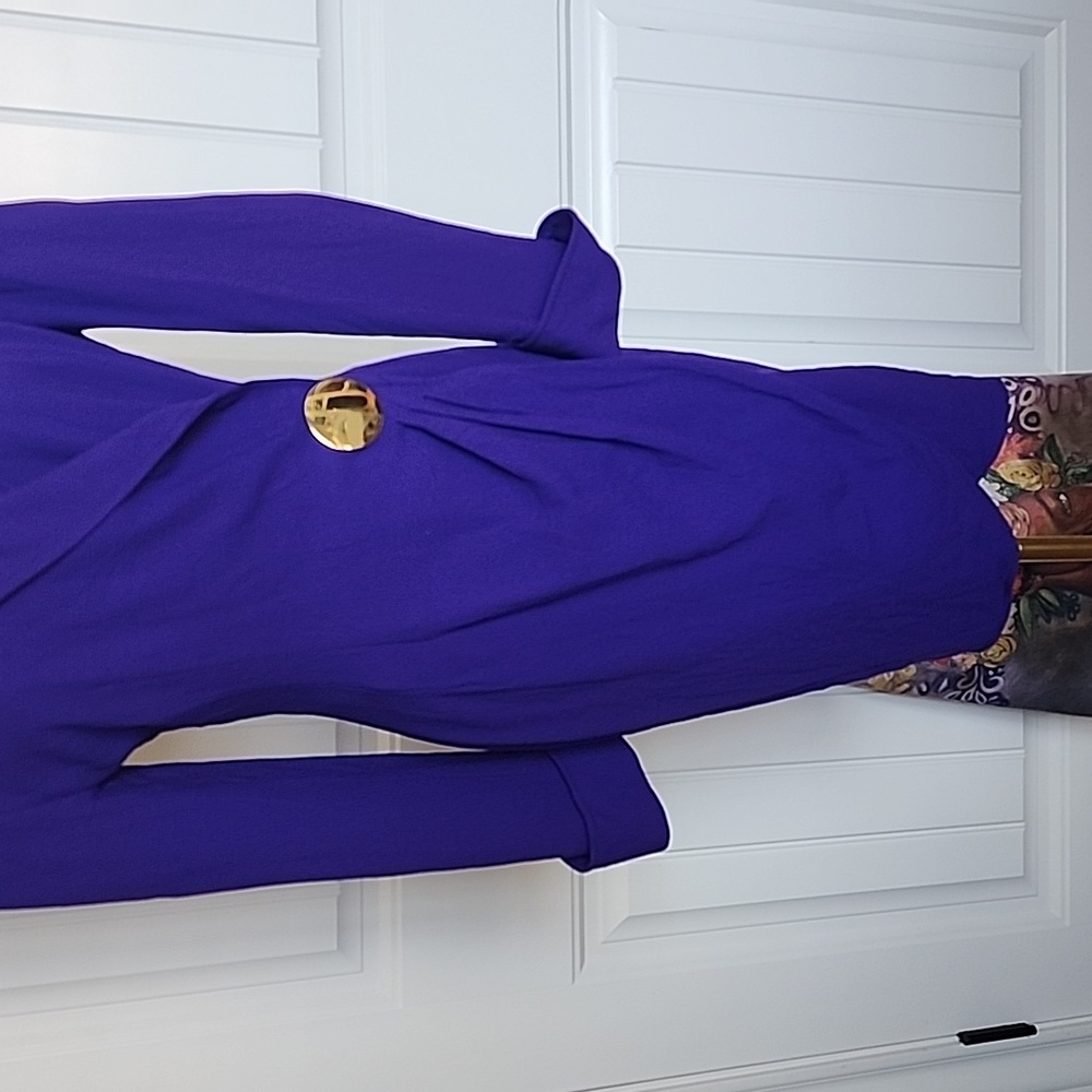 Psi Couture Draped Dress with Gold Accent Button - Picture 3 of 8